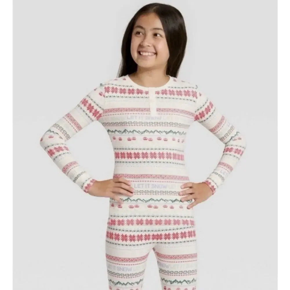 Kids Let It Snow Fair Isle Cozy Pajama Set Wondershop Size 8 Kids
